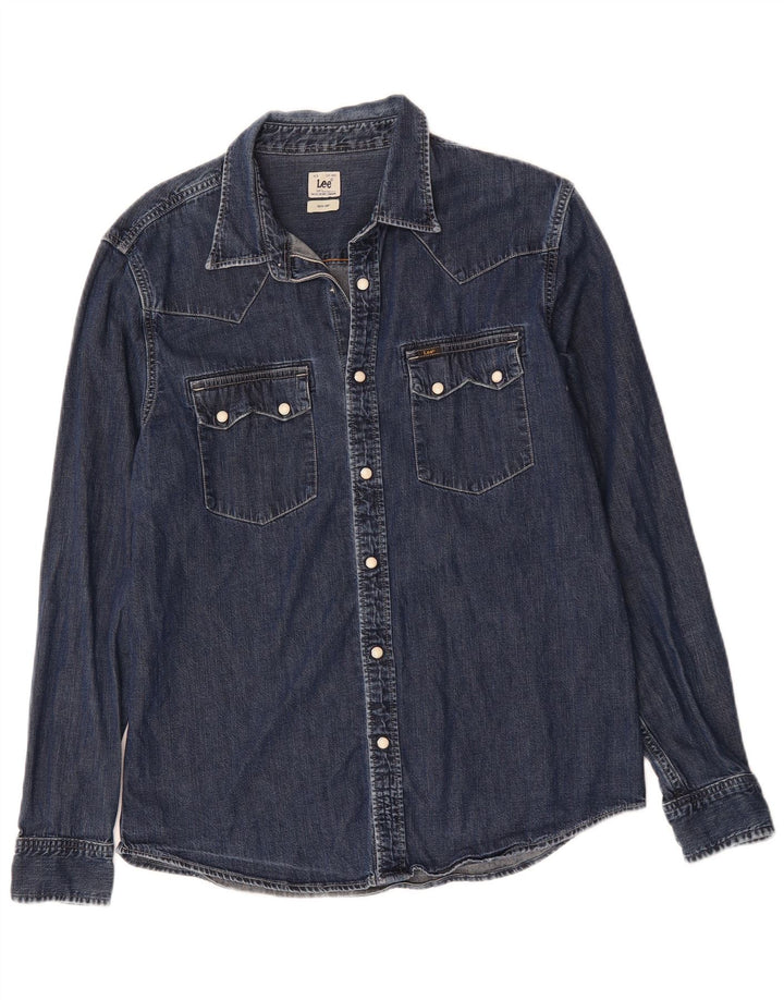 Camicia di jeans da uomo LEE grande in cotone blu navy