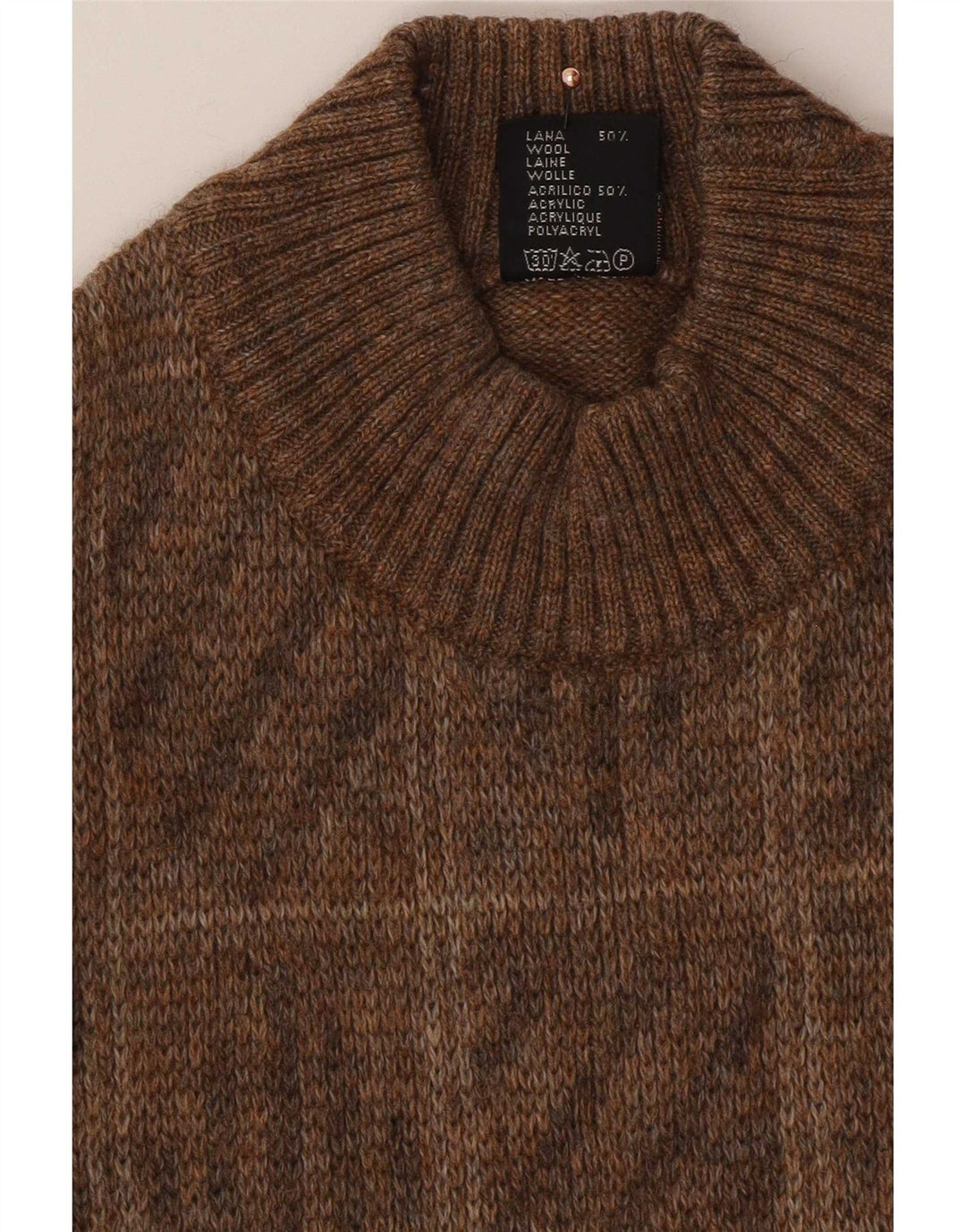 Rinaldi Maglione da uomo geometrico maglione marrone medio geometrico classico