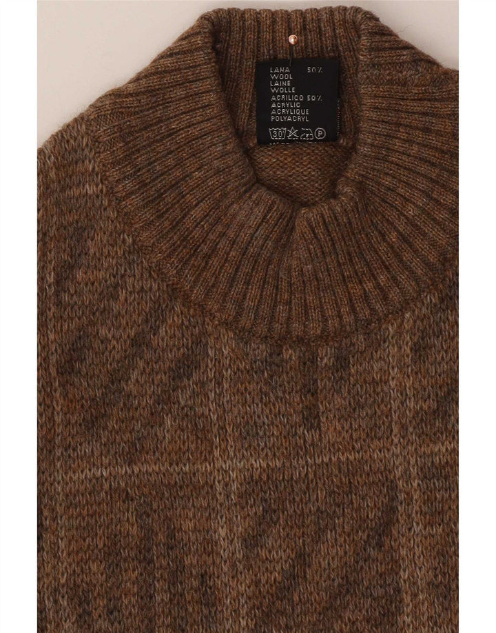 Rinaldi Maglione da uomo geometrico maglione marrone medio geometrico classico