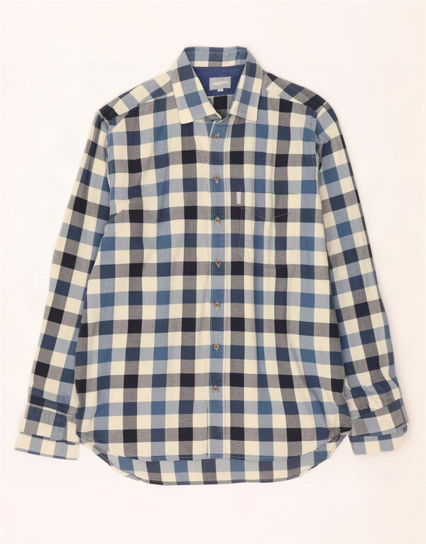 Camicia in flanella da uomo Musto taglia 16 1/2 grande cotone a quadri blu