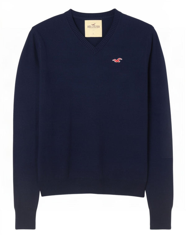 Maglione Hollister da uomo con scollo a V grande in cotone blu navy