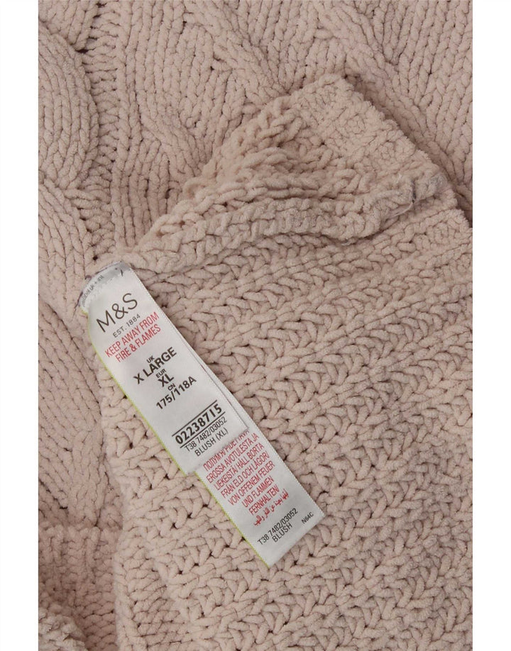 Maglione maglione oversize da donna Marks & Spencer con collo alto UK 18 XL Beige