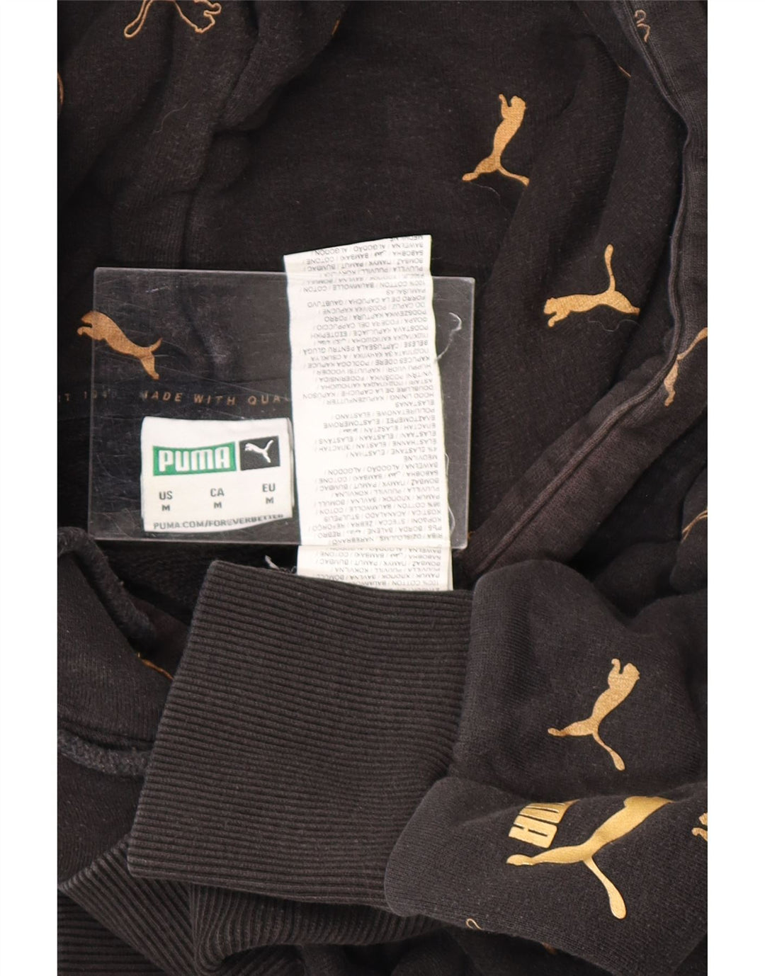 Felpa con cappuccio grafica PUMA da uomo, cotone nero medio