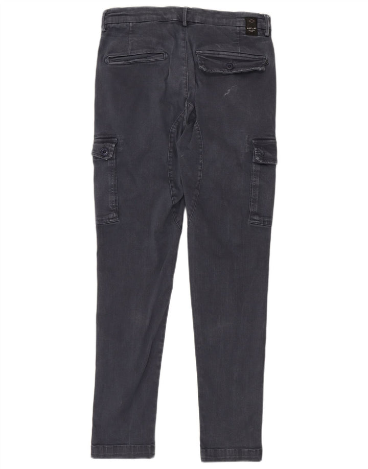 REPLAY Jeans slim da uomo Jaan Cargo W30 L30 cotone blu navy