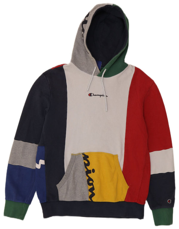 Felpa con cappuccio grafica da uomo Champion XL multicolore a blocchi di colore
