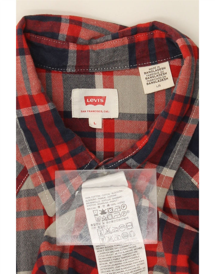 LEVI'S Camicia da uomo in flanella di cotone a quadri rossi grandi