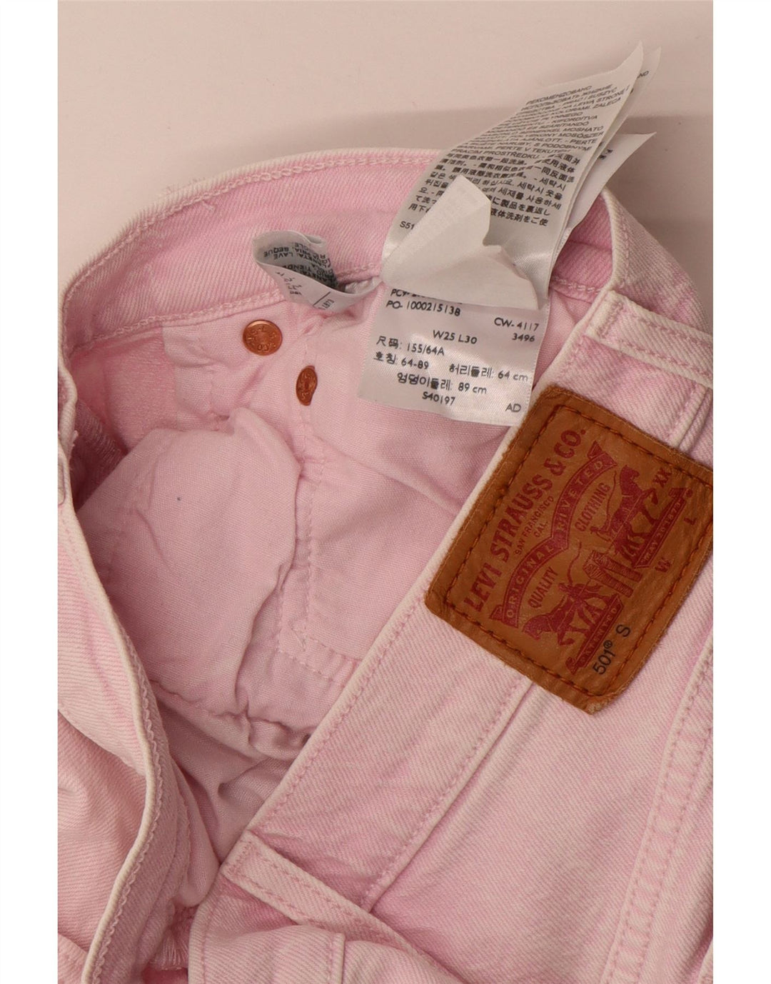 Jeans dritti Levi's 501 da donna W25 L30 cotone rosa