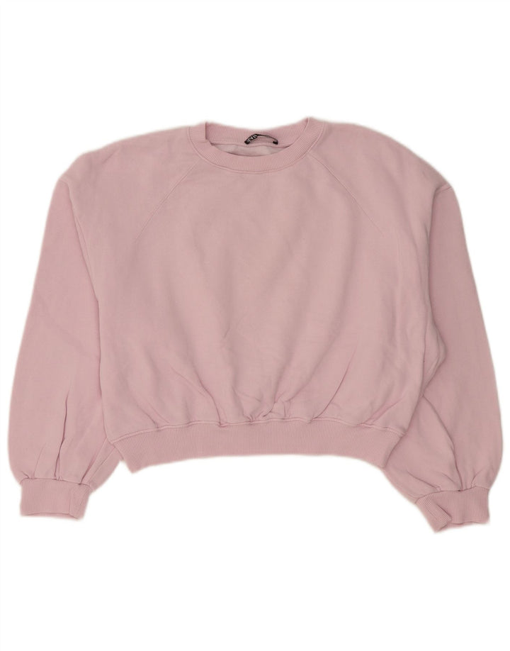 Felpa corta oversize da donna Zara UK 10 piccola rosa