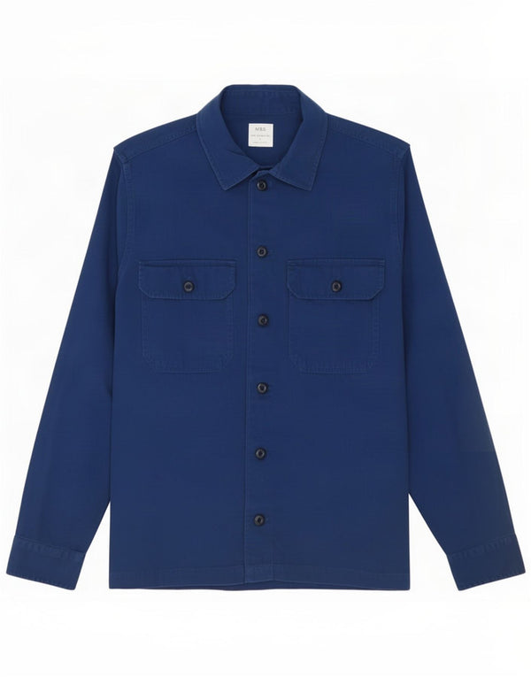 Camicia overshirt da uomo Marks & Spencer grande in cotone blu navy