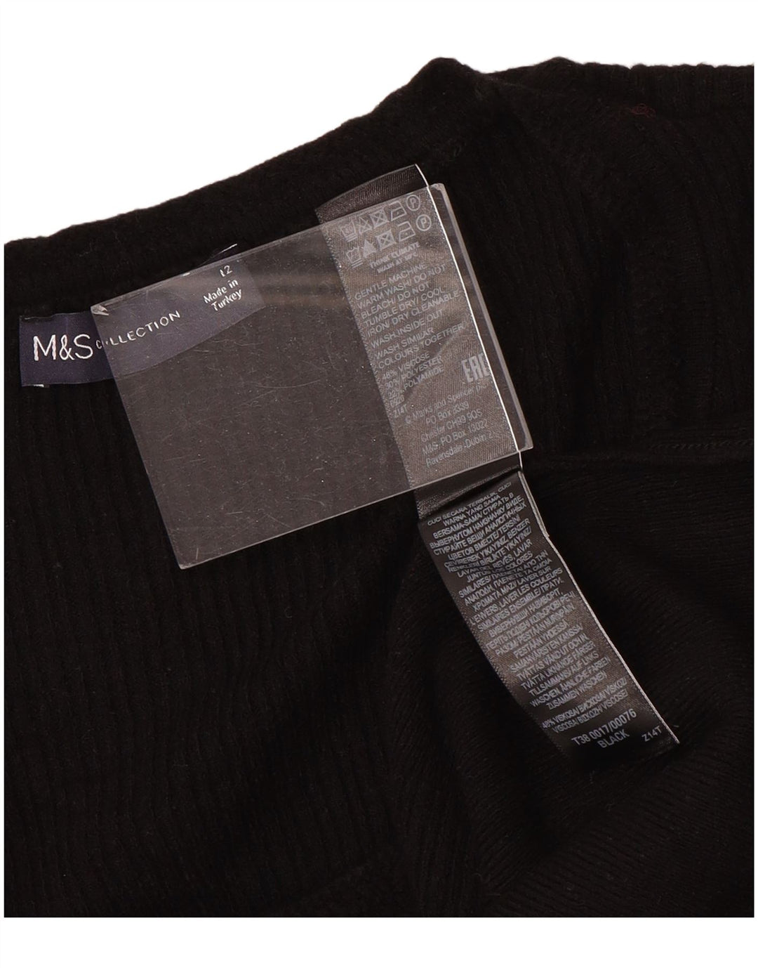 Maglione da donna Marks & Spencer con scollo a barca UK 12 Viscosa nera media