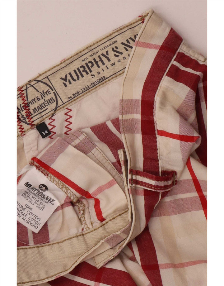 Pantaloncini chino da uomo Murphy & Nye W34 grande cotone scozzese rosso