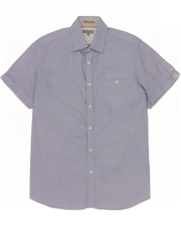 Ted Baker Camicia a maniche corte da uomo taglia 4 grande in cotone blu