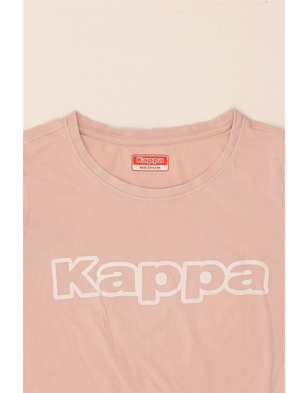 KAPPA Womens Graphic T-Shirt Top UK 12 Medium Pink Cotton Vintage Kappa and Second-Hand Kappa from Messina Hembry 
