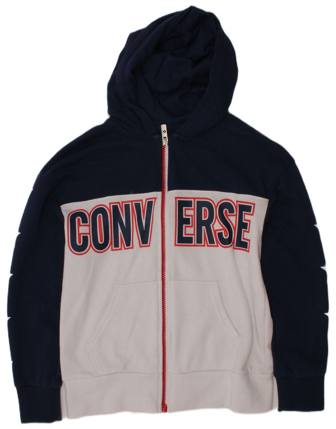 Maglione con cappuccio e zip CONVERSE per ragazzi 8-9 anni piccolo blu navy color block
