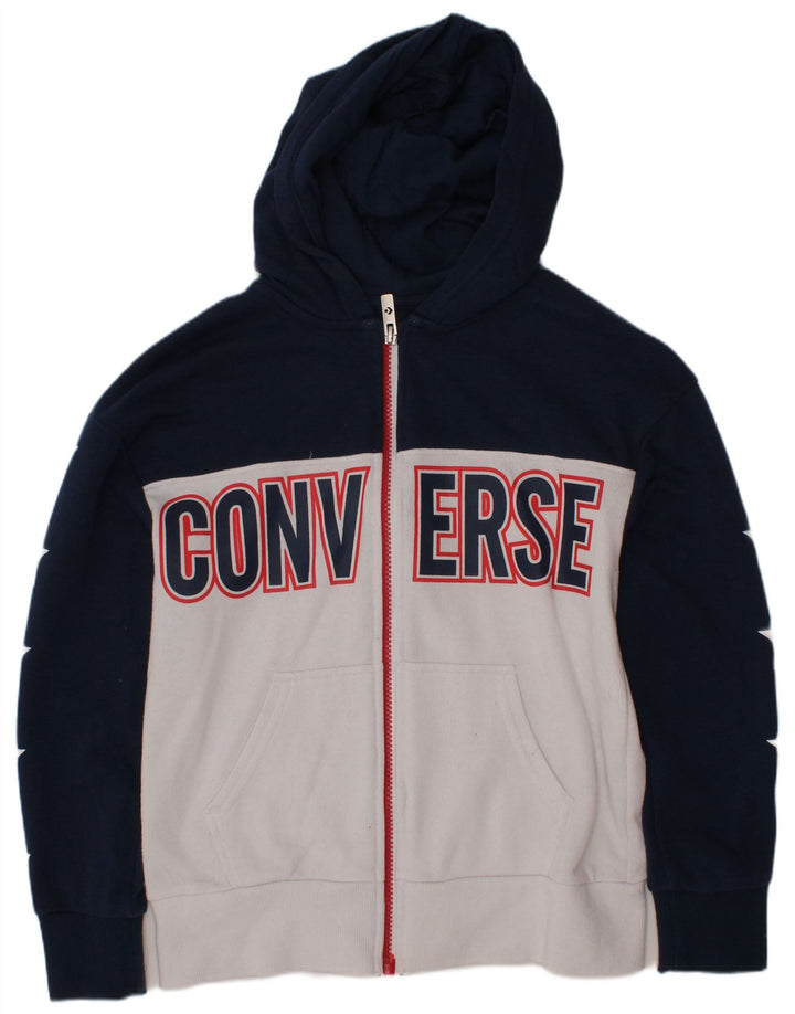 Maglione con cappuccio e zip CONVERSE per ragazzi 8-9 anni piccolo blu navy color block