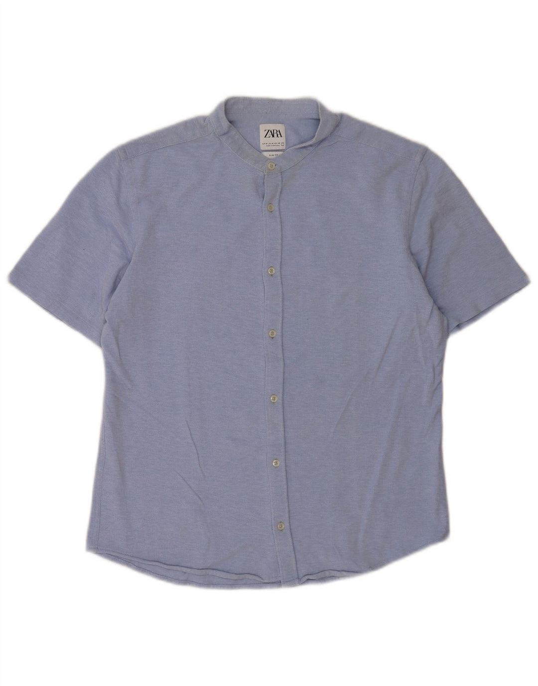 Camicia slim fit a maniche corte da uomo Zara blu medio