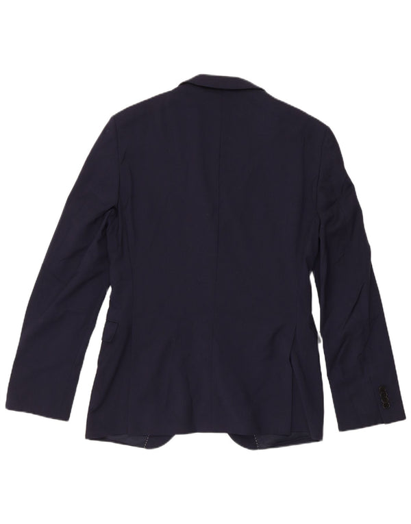 Giacca blazer da uomo slim fit a 2 bottoni Dkny UK 38 media lana blu navy