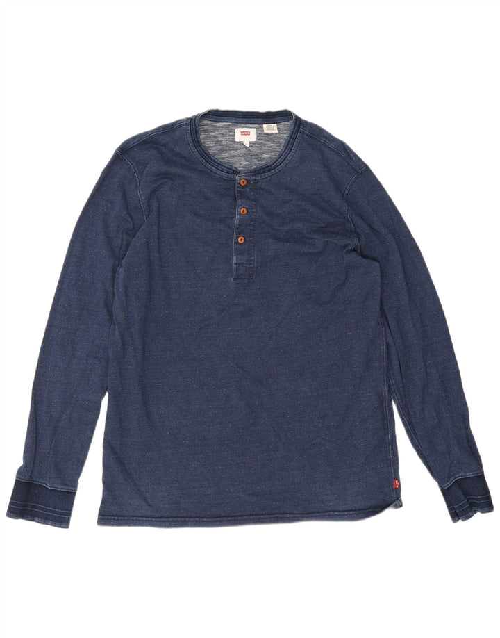 Levi's Top da uomo a maniche lunghe in cotone blu navy grande