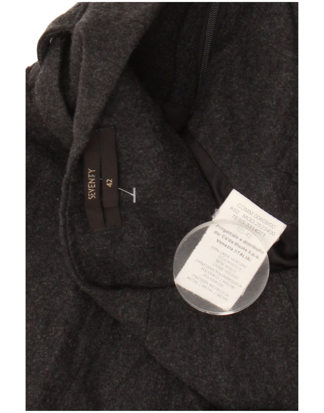 Gonna a trapezio da donna Seventy IT 42 Media W28 Lana vergine screziata grigia