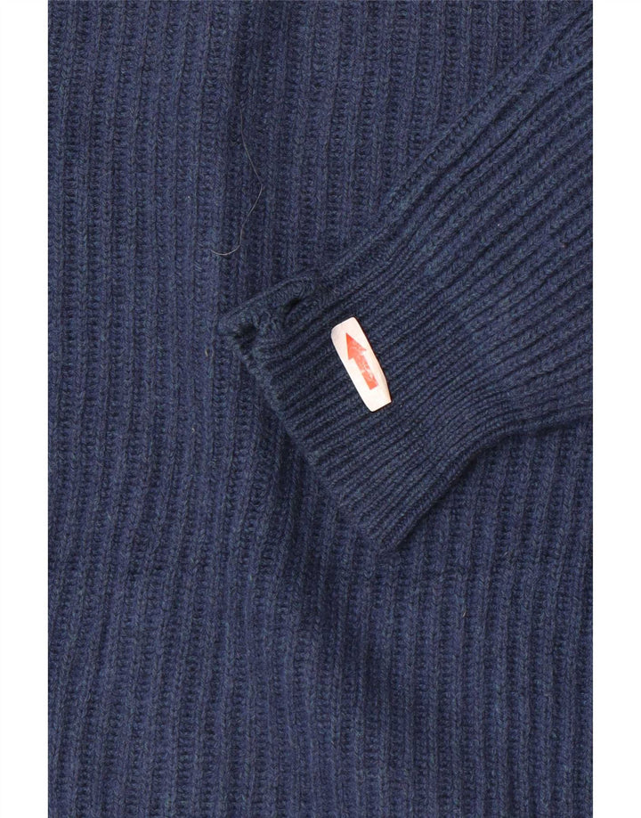Massimo Dutti Maglione cardigan oversize corto da donna UK 10 piccolo blu navy