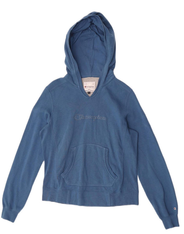 Maglione con cappuccio grafico da donna Champion UK 14 grande cotone blu