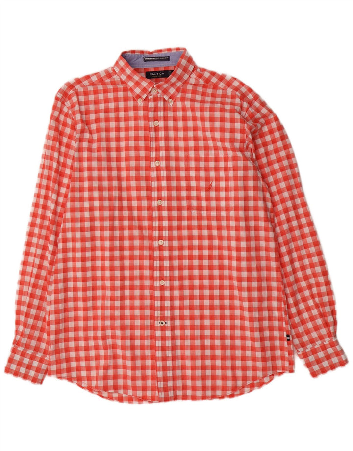 Camicia da uomo Nautica in cotone a quadretti rosso medio
