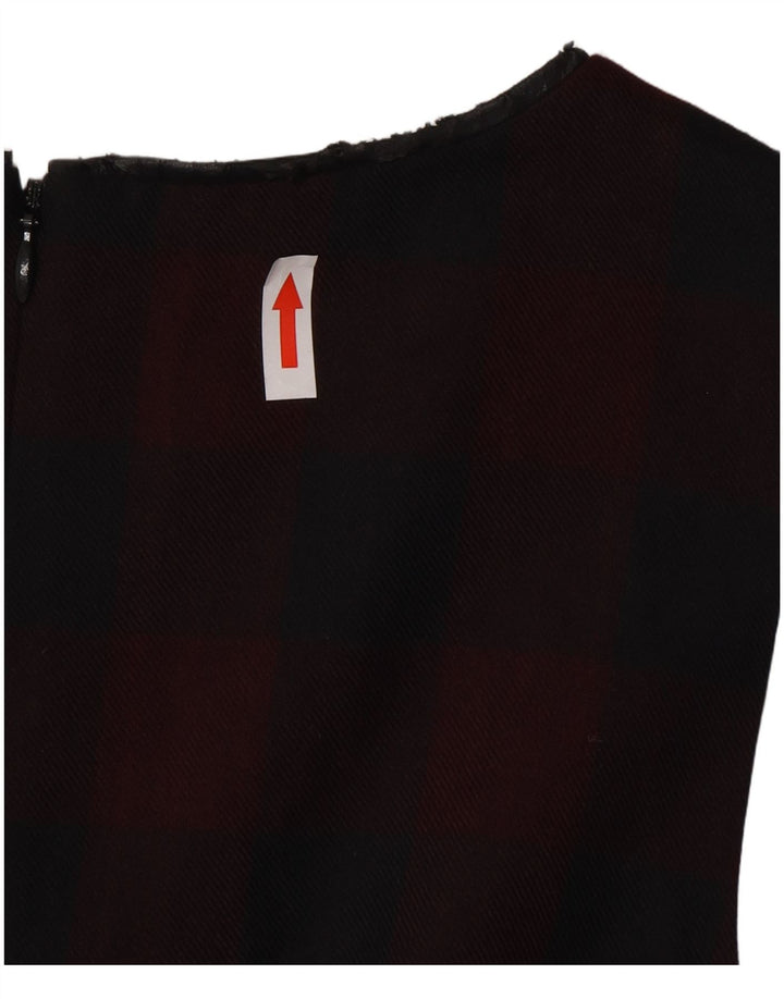 Abito a trapezio senza maniche da donna Oasis UK 8 Piccolo poliestere a quadretti bordeaux