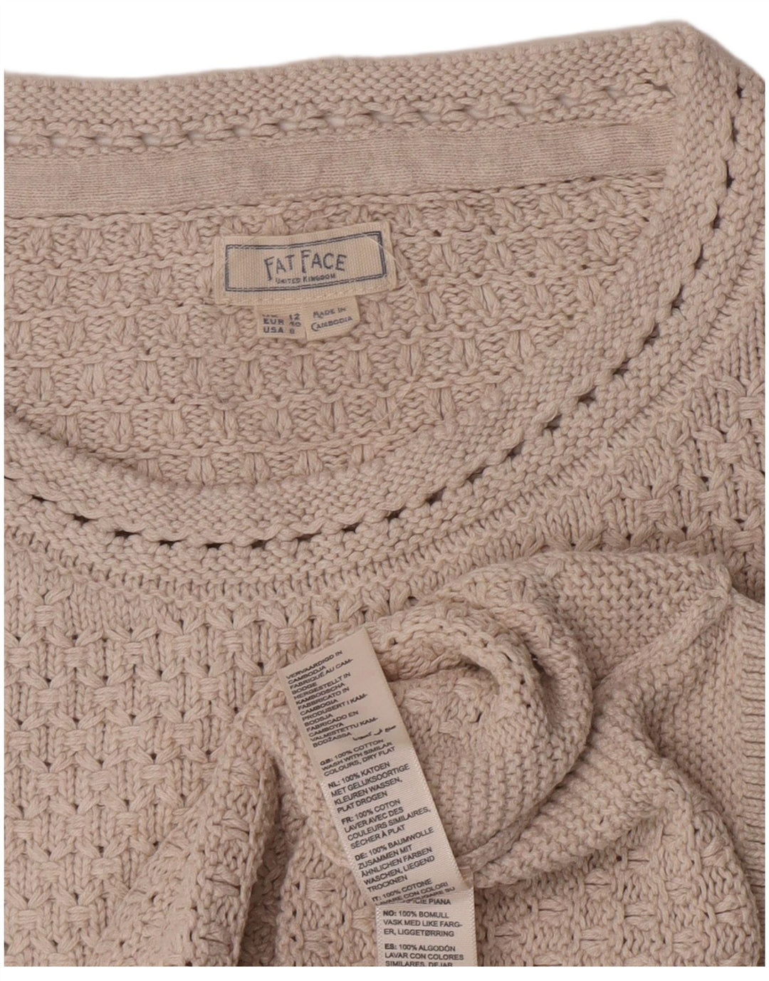 Maglione maglione con scollo a barca da donna Fat Face UK 12 Cotone grigio medio