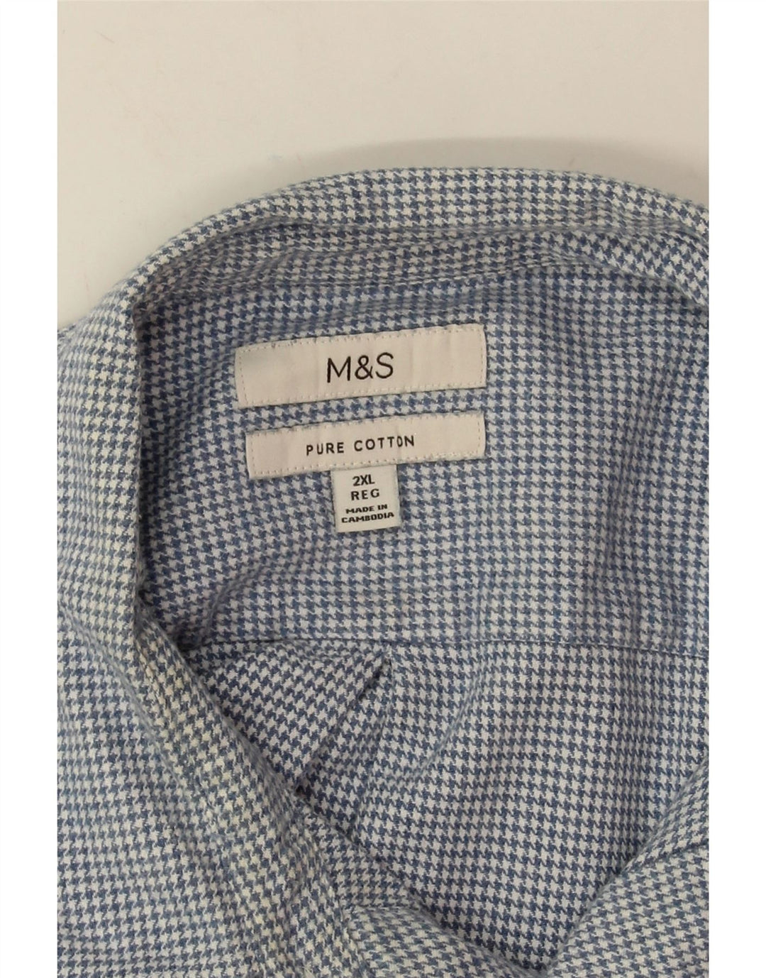 Camicia in flanella da uomo Marks & Spencer 2XL cotone pied de poule blu