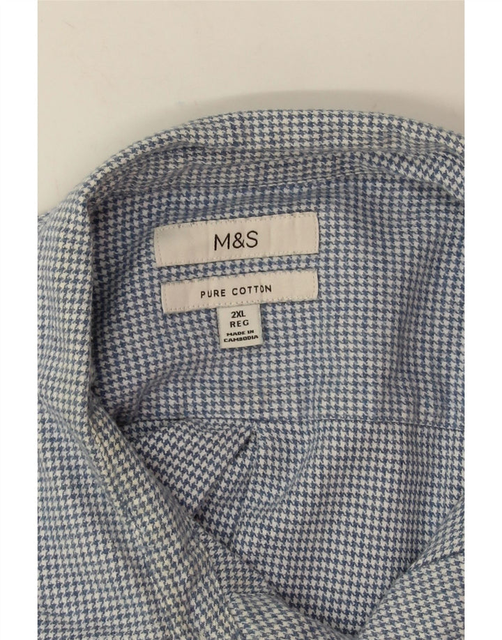 Camicia in flanella da uomo Marks & Spencer 2XL cotone pied de poule blu