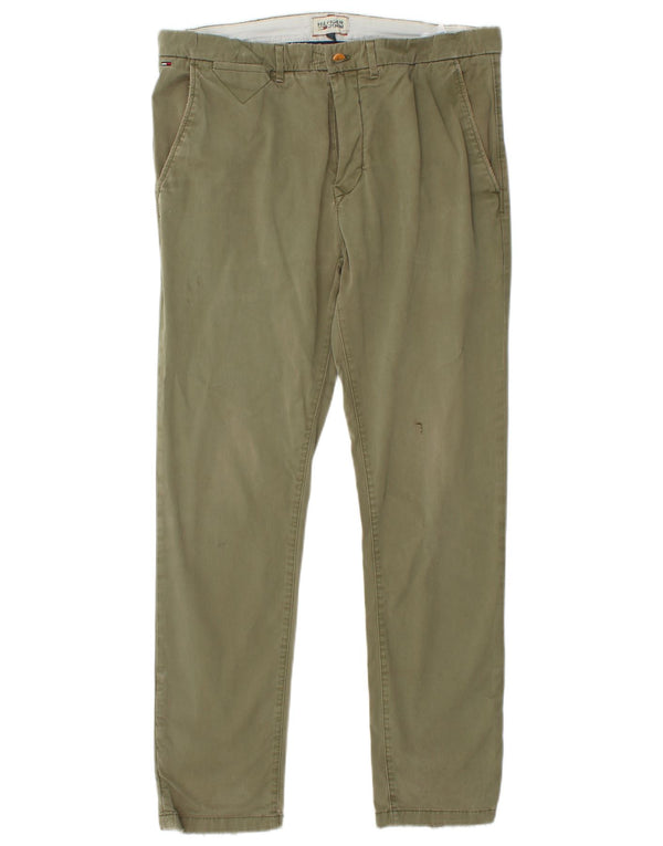 Pantaloni chino slim da uomo Tommy Hilfiger W34 L32 cotone kaki