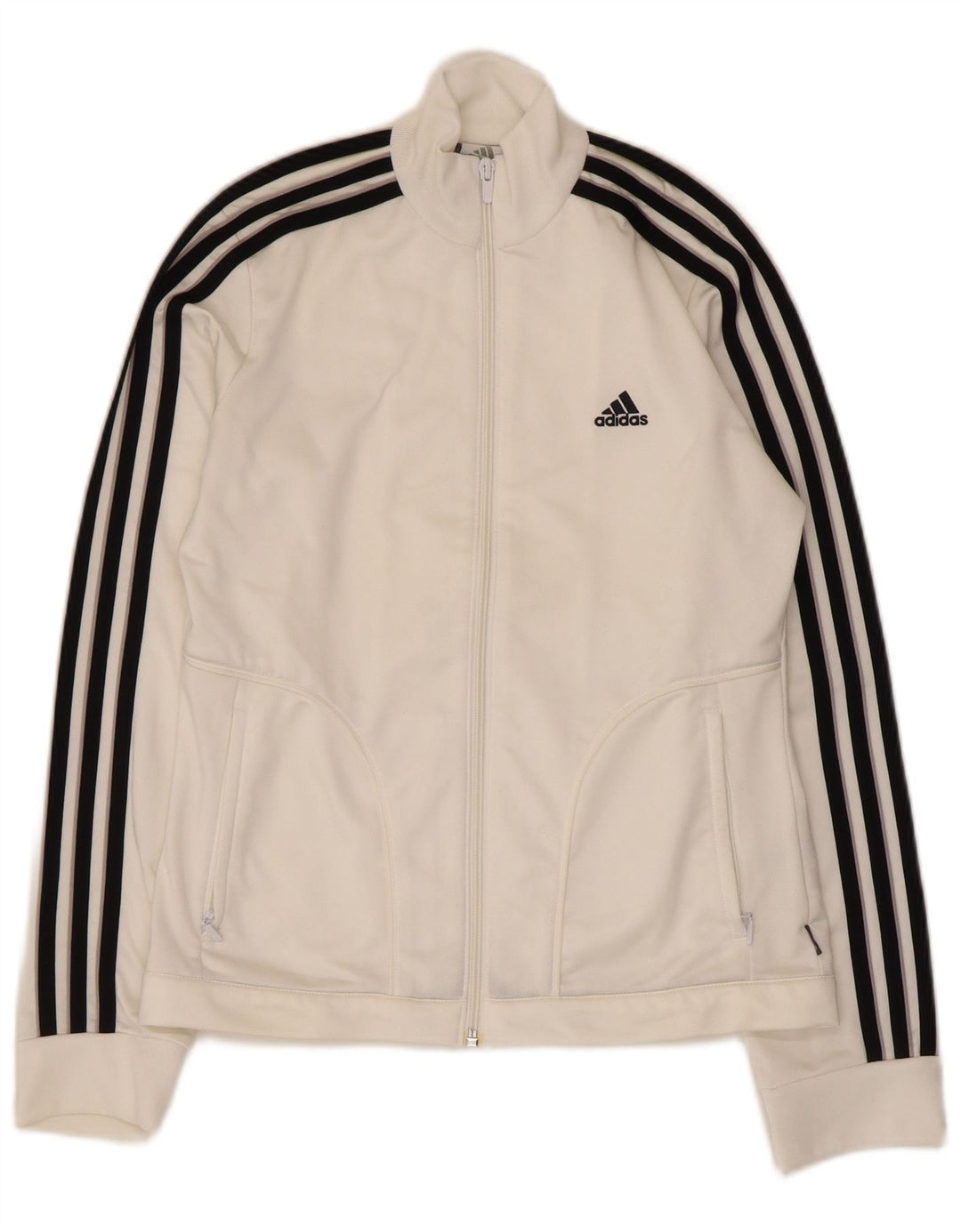 Giacca da tuta da donna Adidas UK 10 Small Poliestere bianco