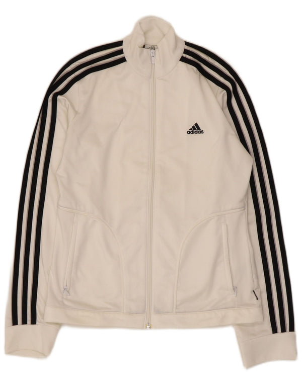 Adidas Womens Tracksuit Top Jacket UK 10 Small White Polyester