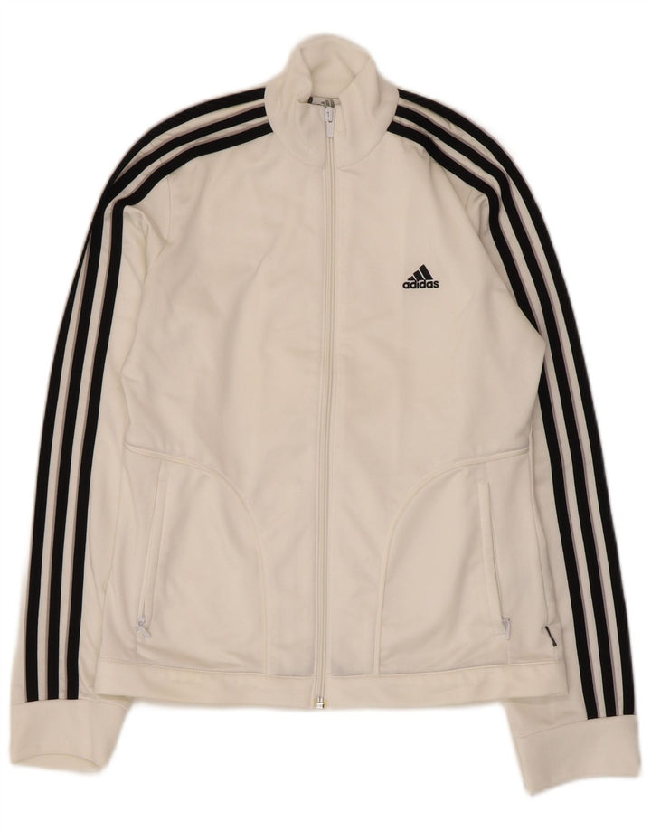 Giacca da tuta da donna Adidas UK 10 Small Poliestere bianco