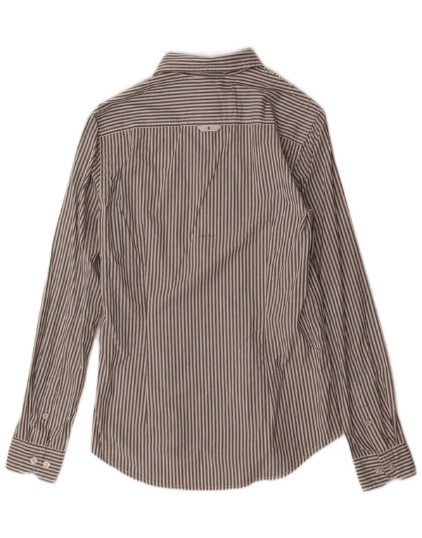 Camicia slim fit da uomo Calvin Klein Jeans piccola in cotone a righe grigie