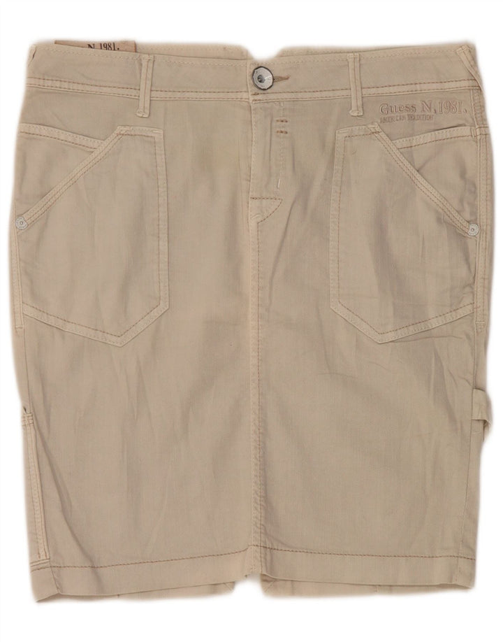 Gonna cargo in denim da donna Guess W28 in cotone beige medio