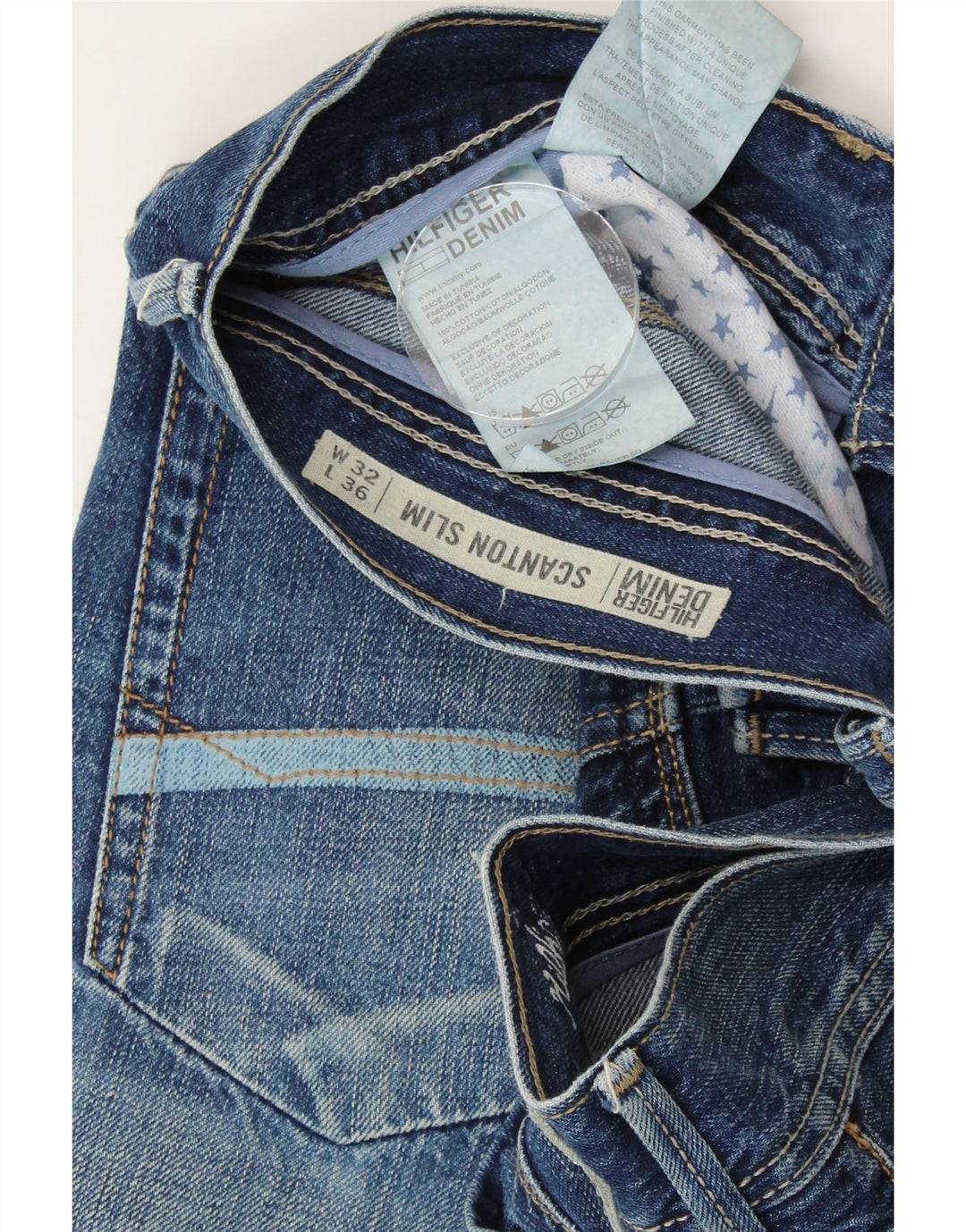 TOMMY HILFIGER Jeans slim Scanton da uomo W32 L31 cotone blu