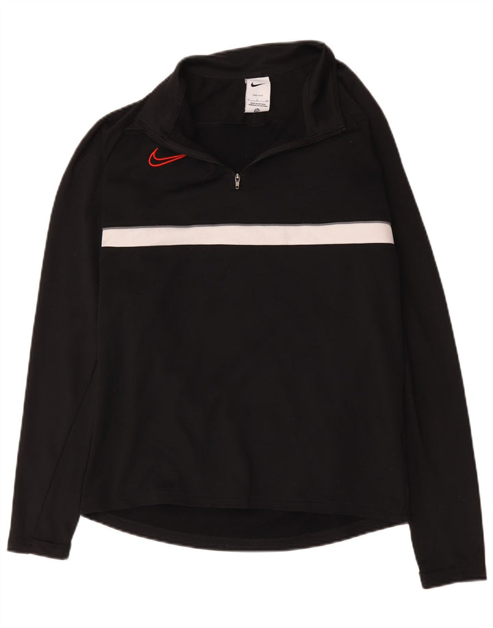 Top della tuta da ginnastica Nike Dri Fit con collo e zip da uomo, piccolo, color block nero