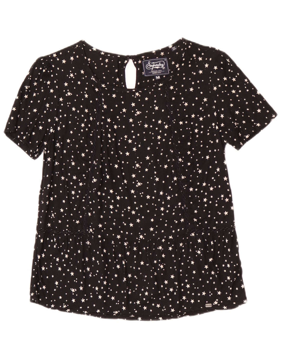 Camicetta da donna Superdry Top UK 12 viscosa maculata nera media