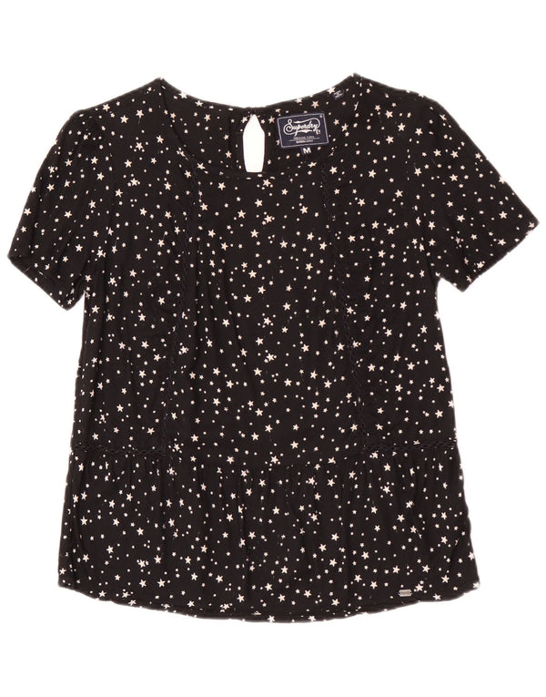 Camicetta da donna Superdry Top UK 12 viscosa maculata nera media