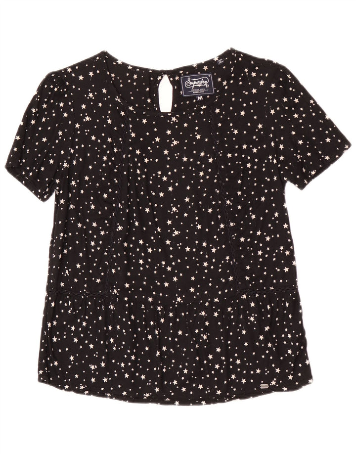 Camicetta da donna Superdry Top UK 12 viscosa maculata nera media