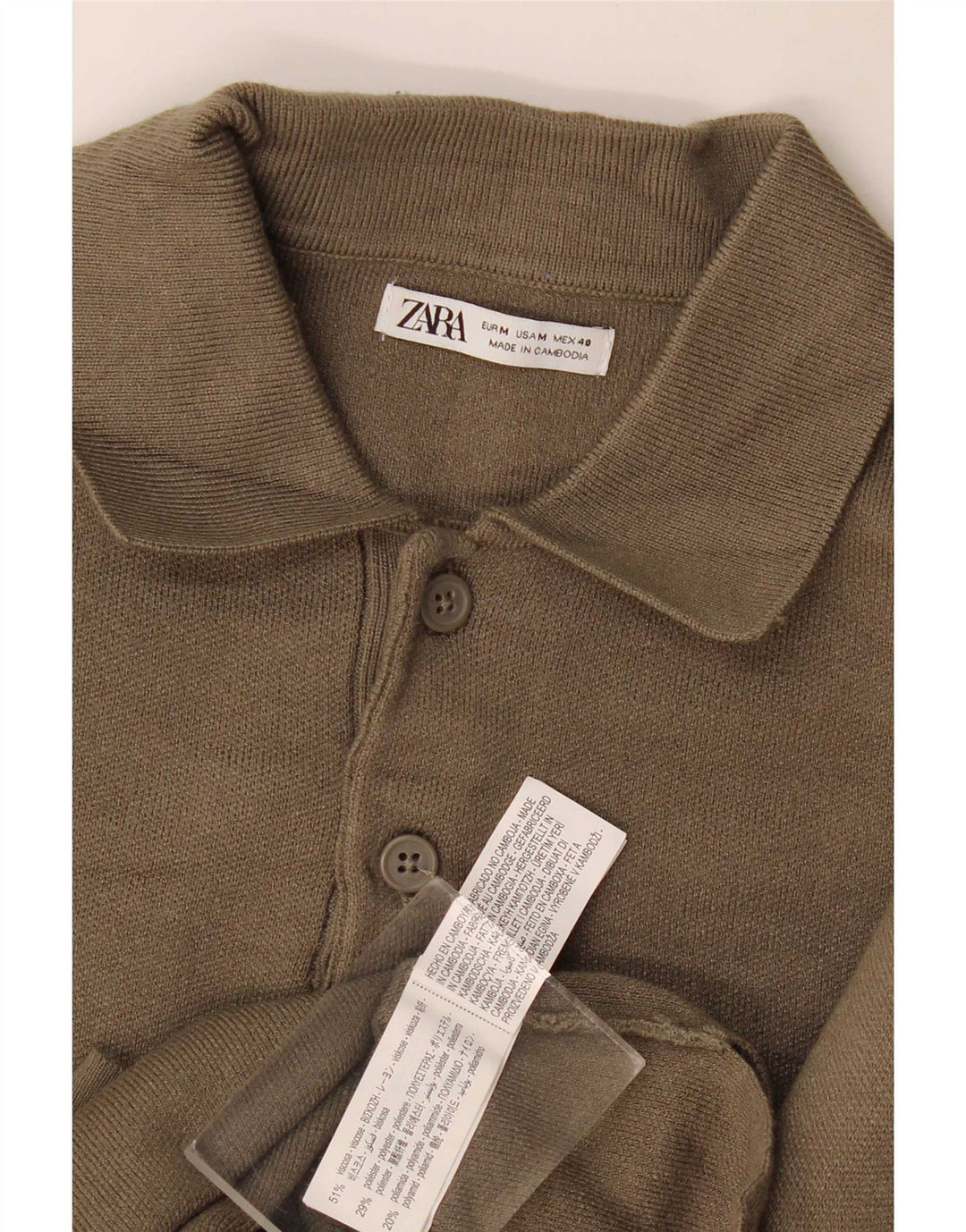 Maglione Zara da uomo con collo alto in viscosa media kaki