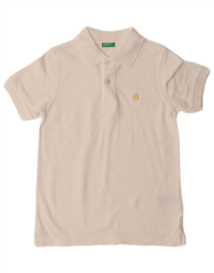 Polo Benetton Bambino 7-8 Anni Cotone Medio Bianco