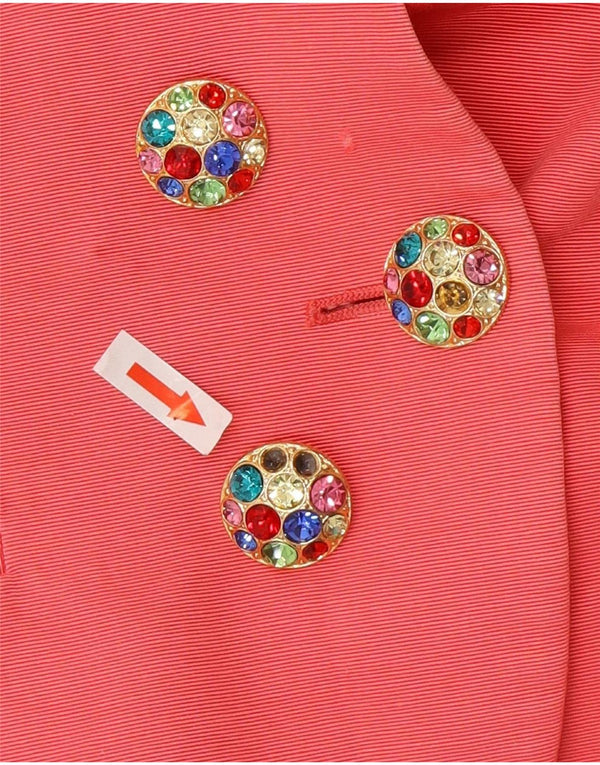 Top cardigan a maniche corte da donna Louis Feraud UK 14 grande cotone rosa