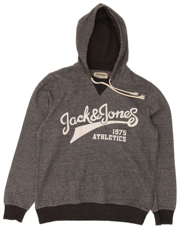Maglione con cappuccio grafico da uomo Jack & Jones Poliestere chiazzato grigio medio