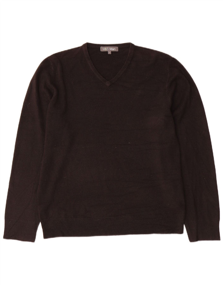 Maglione da uomo con scollo a V Marks & Spencer grande acrilico nero