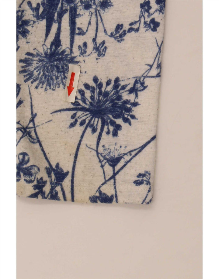 Top tunica a maniche lunghe da donna Marks & Spencer UK 16 grande floreale bianco sporco