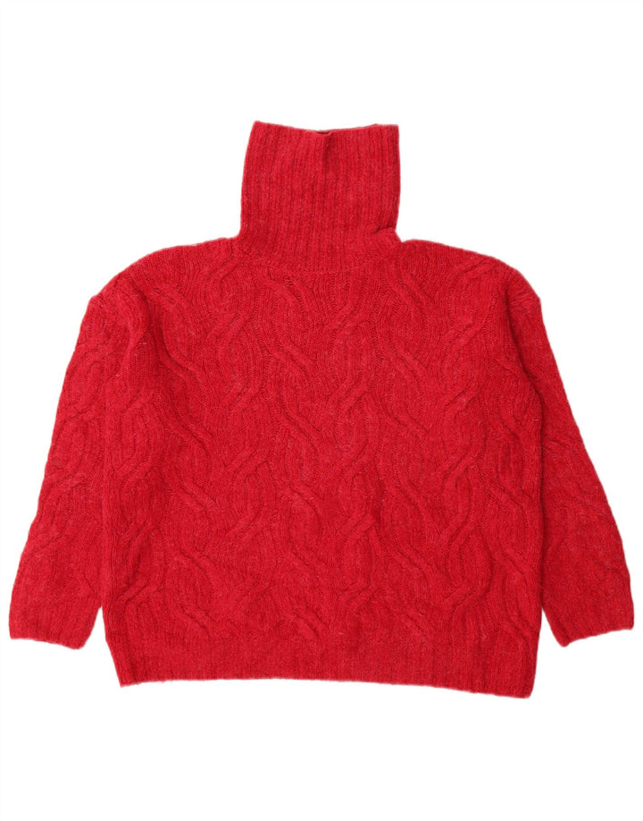 Maglione maglione oversize da donna Marks & Spencer con collo alto UK 10 piccolo rosa