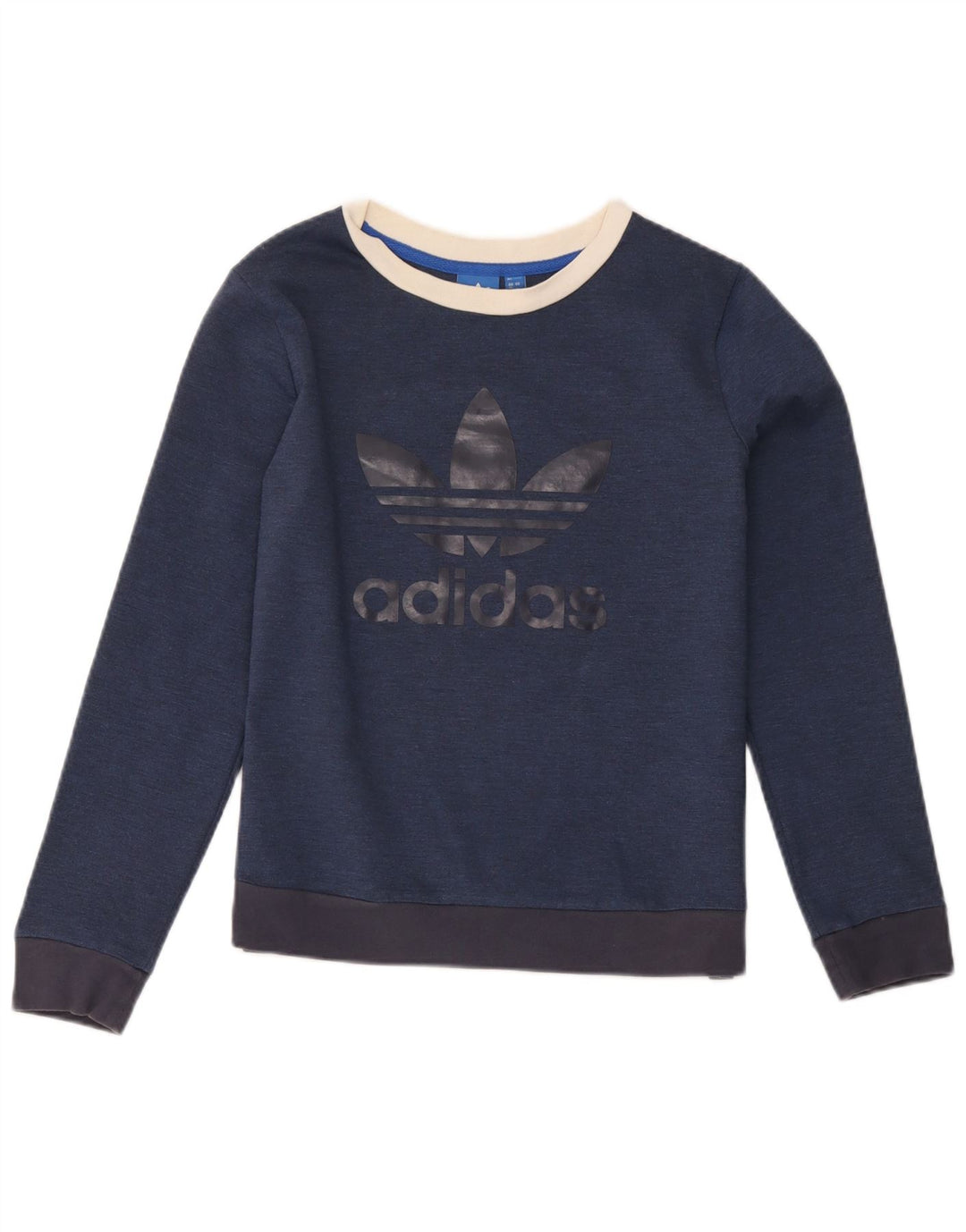 Felpa grafica da donna Adidas Jumper UK 12 Medium Navy Blue Colourblock