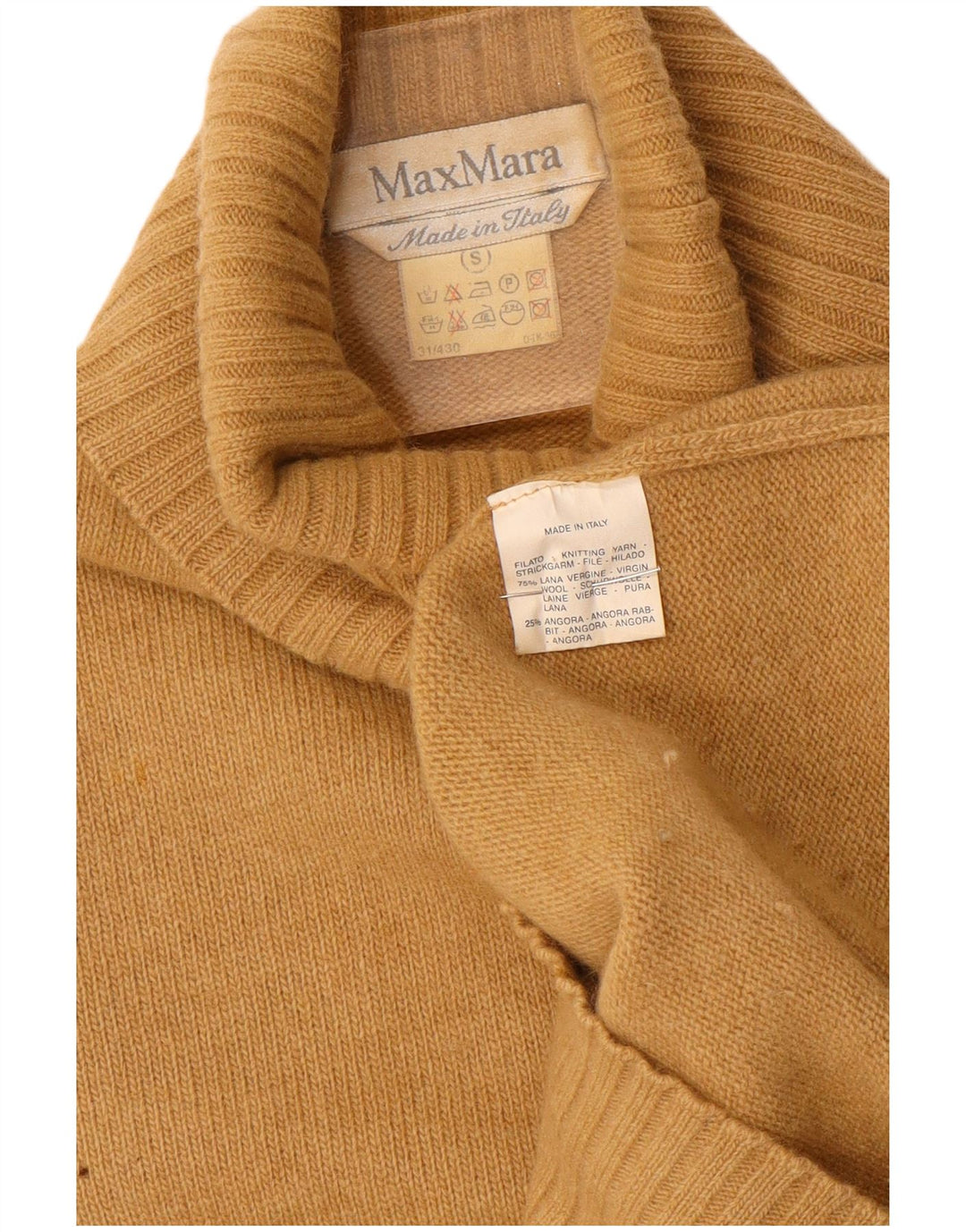 MAX MARA Maglione oversize da donna con collo alto e collo alto UK 10 Piccolo in lana marrone